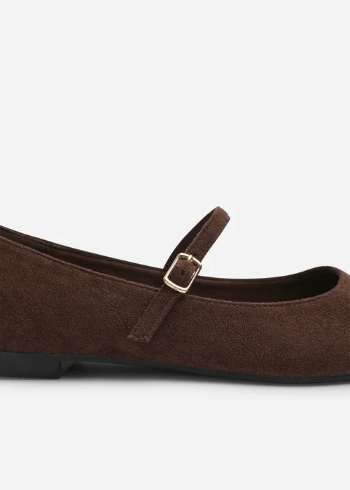 Where's That From Novalee Brown Wide Fit Pointed Toe Mary Jane Front Strap Ballet Flats - 5 Wide Image 5