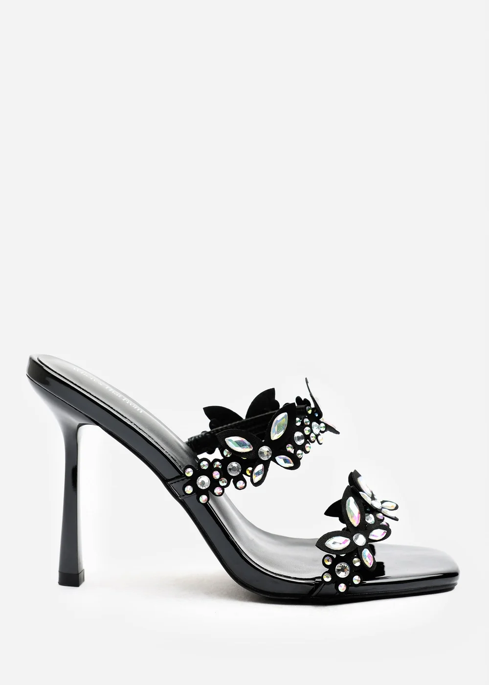 Where's That From Dazira Black Cut Out Flower Trim Detail Heeled Mules - 7 Image 1
