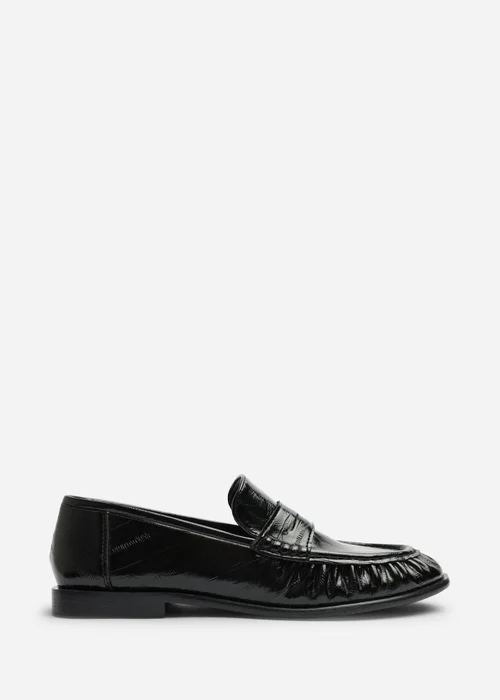 Where's That From Charleigh Black Ruched Detail Flat Penny Loafers - 8 Image 1
