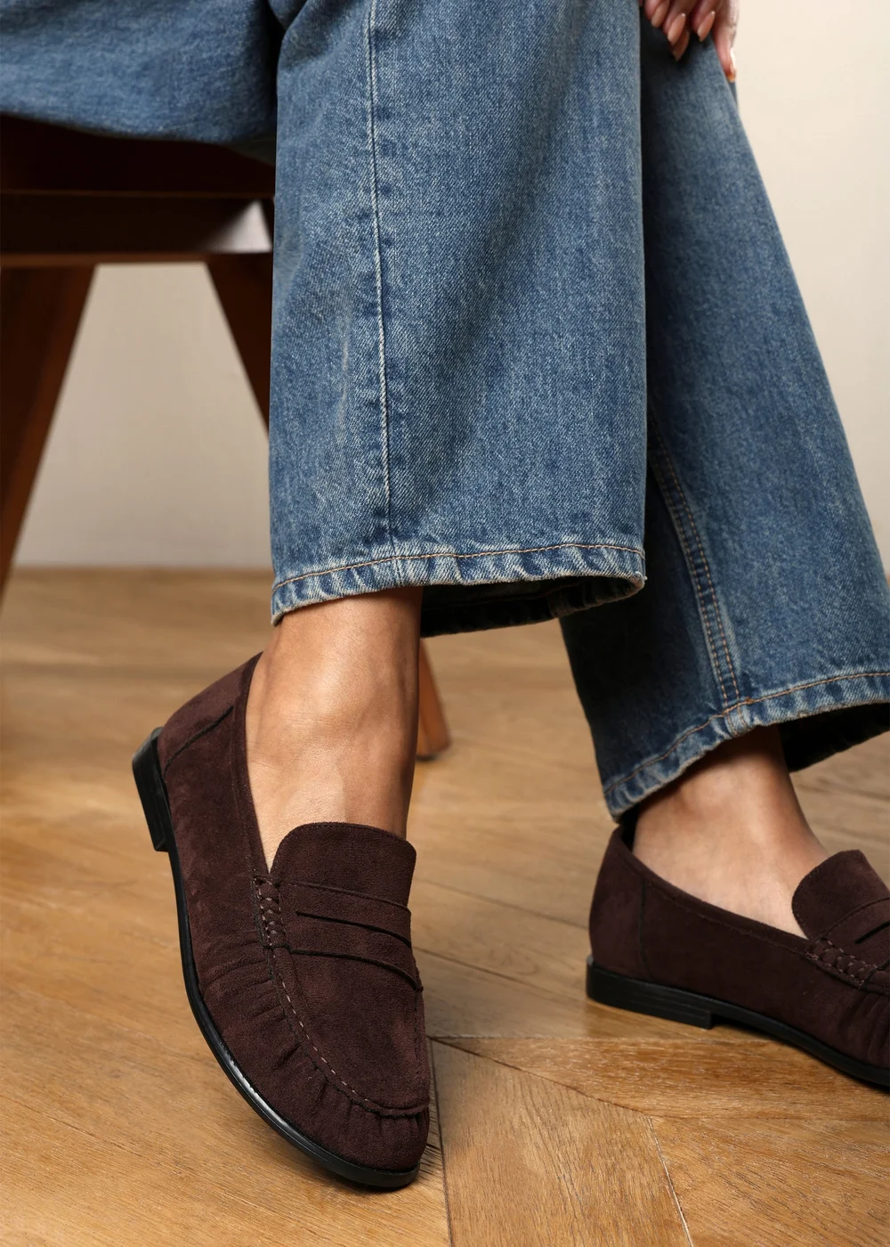 Where's That From Charleigh Dark Brown Ruched Detail Flat Penny Loafers - 7 Image 6