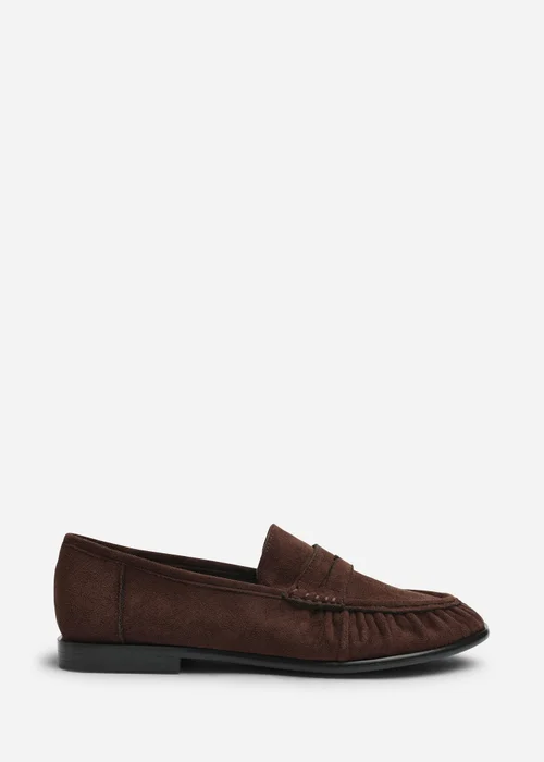 Where's That From Charleigh Dark Brown Ruched Detail Flat Penny Loafers - 7 Image 1
