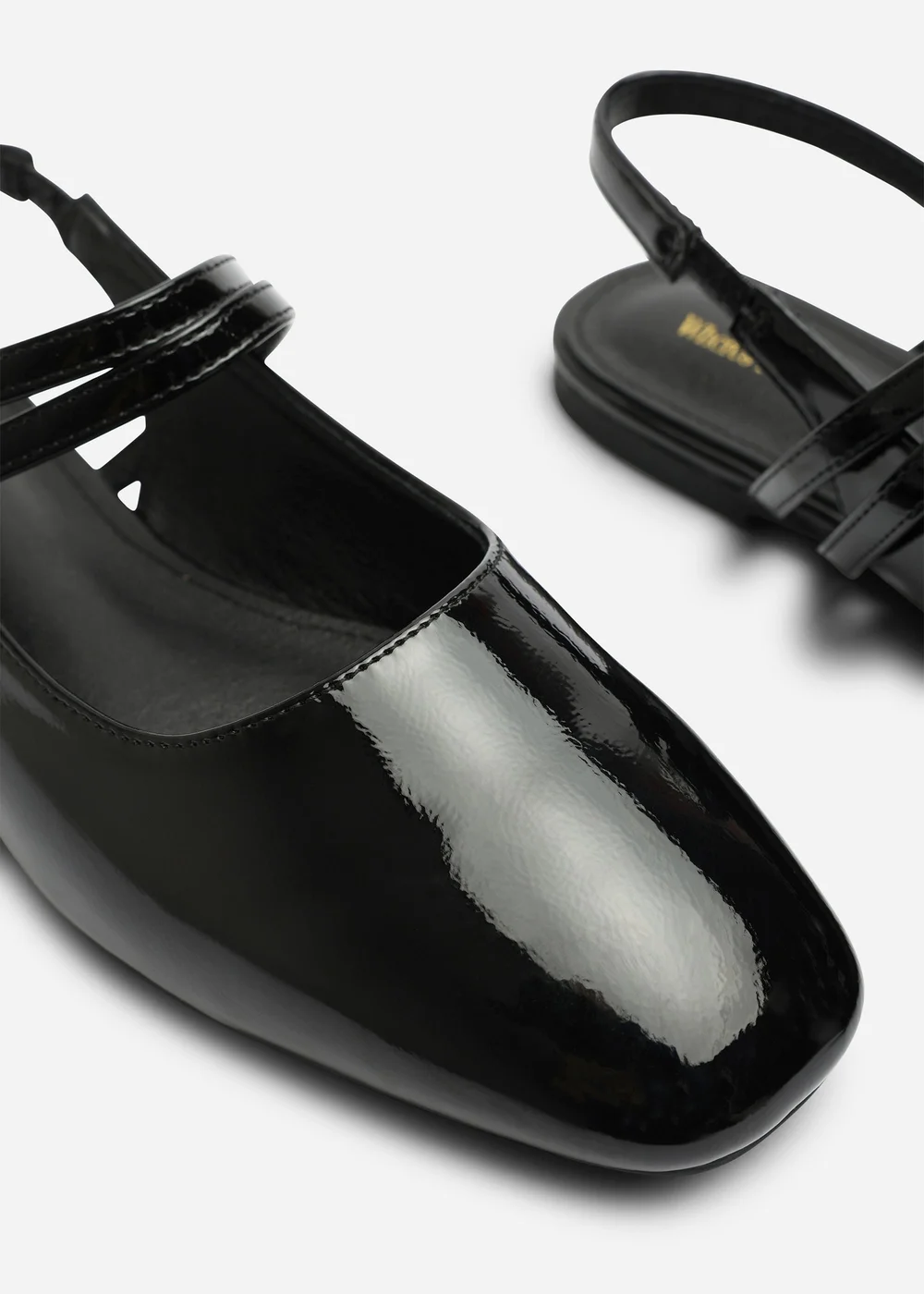 Where's That From Alena Black Wide Fit Double Strap Backless Mary Jane Flats - 8 Wide Image 5
