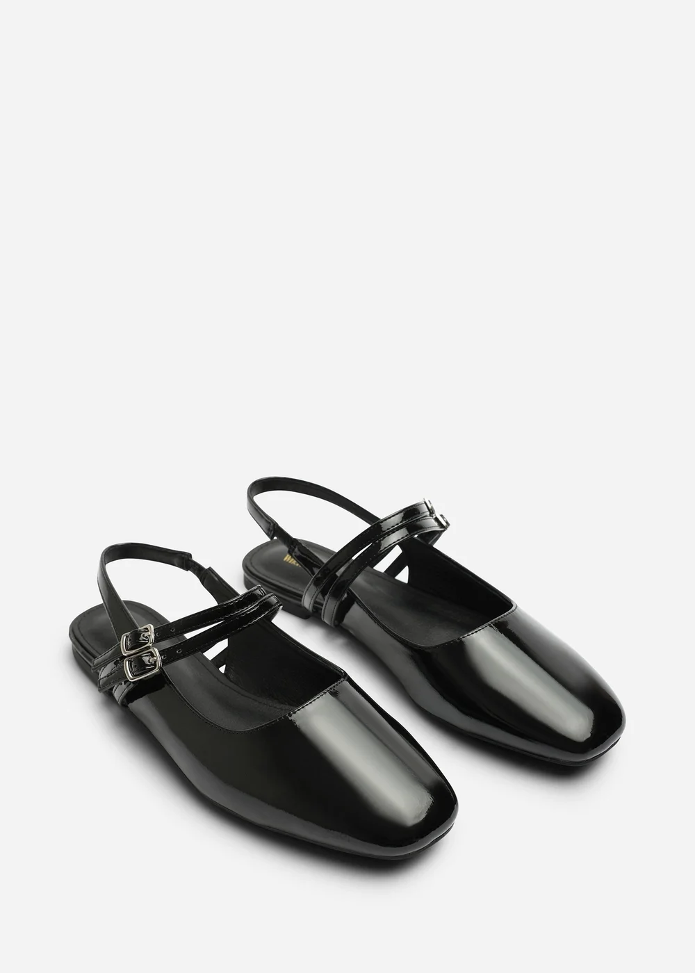 Where's That From Alena Black Wide Fit Double Strap Backless Mary Jane Flats - 8 Wide Image 4