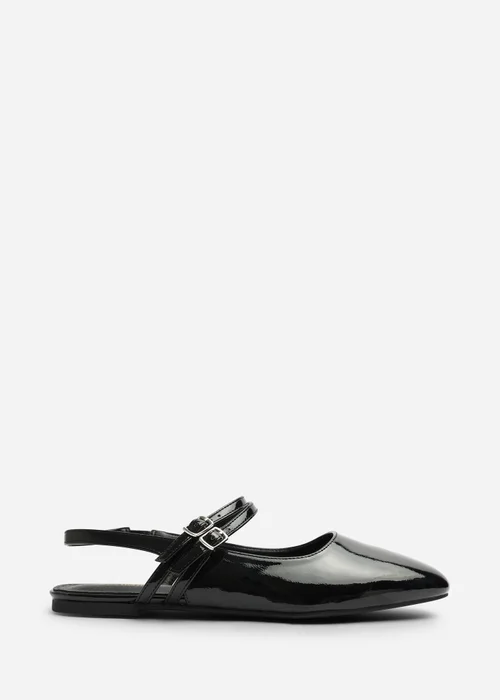 Where's That From Alena Black Double Strap Backless Mary Jane Flats - 4 Image 1