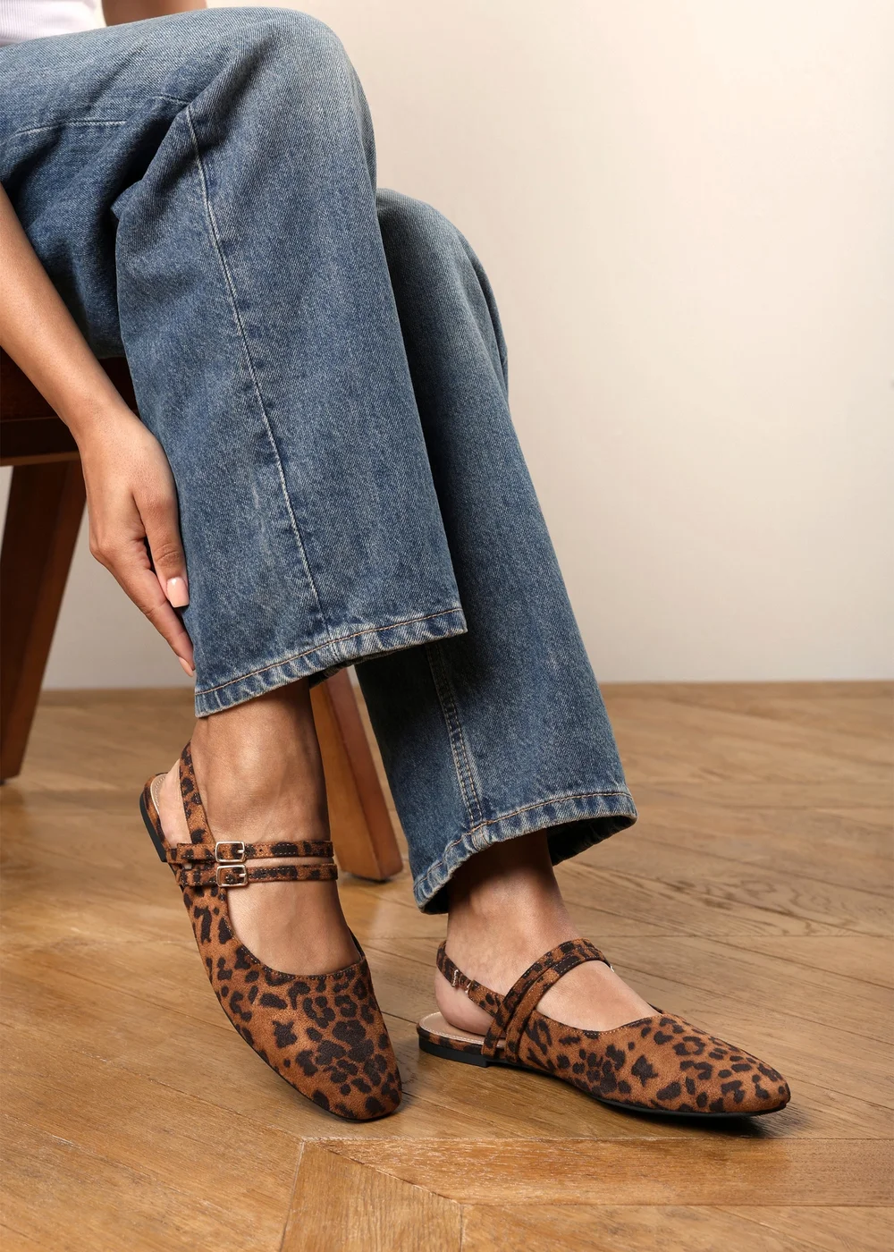 Where's That From Alena Leopard Double Strap Backless Mary Jane Flats - 5 Image 2