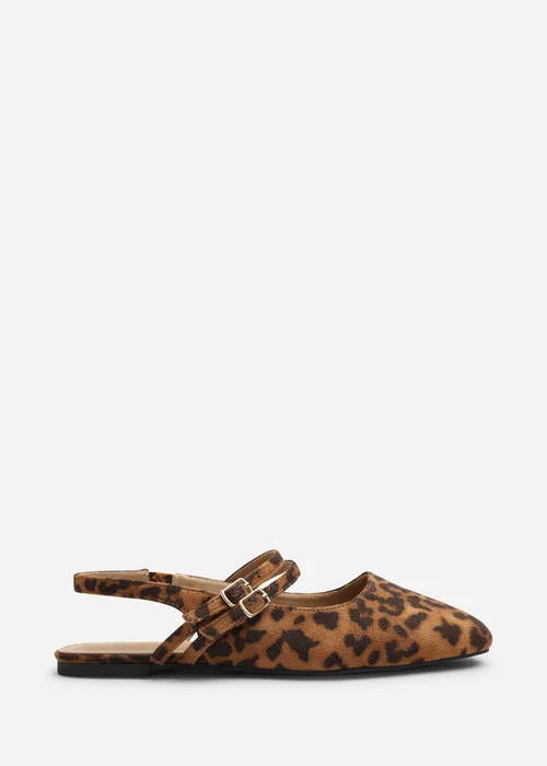 Where's That From Alena Leopard Double Strap Backless Mary Jane Flats - 5 Image 1