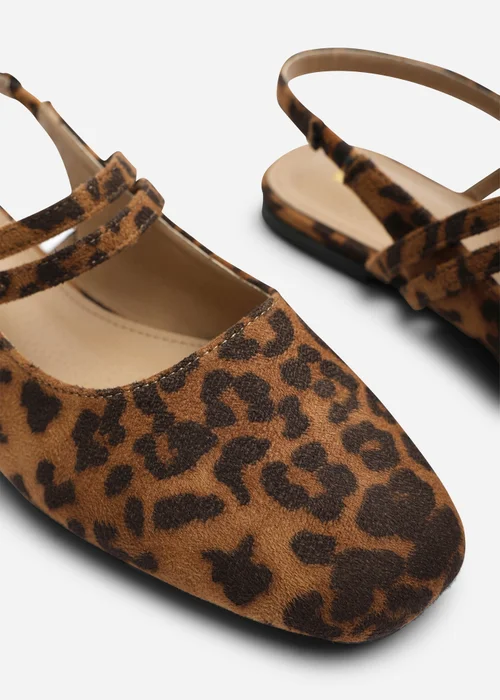 Where's That From Alena Leopard Double Strap Backless Mary Jane Flats - 5 Image 5