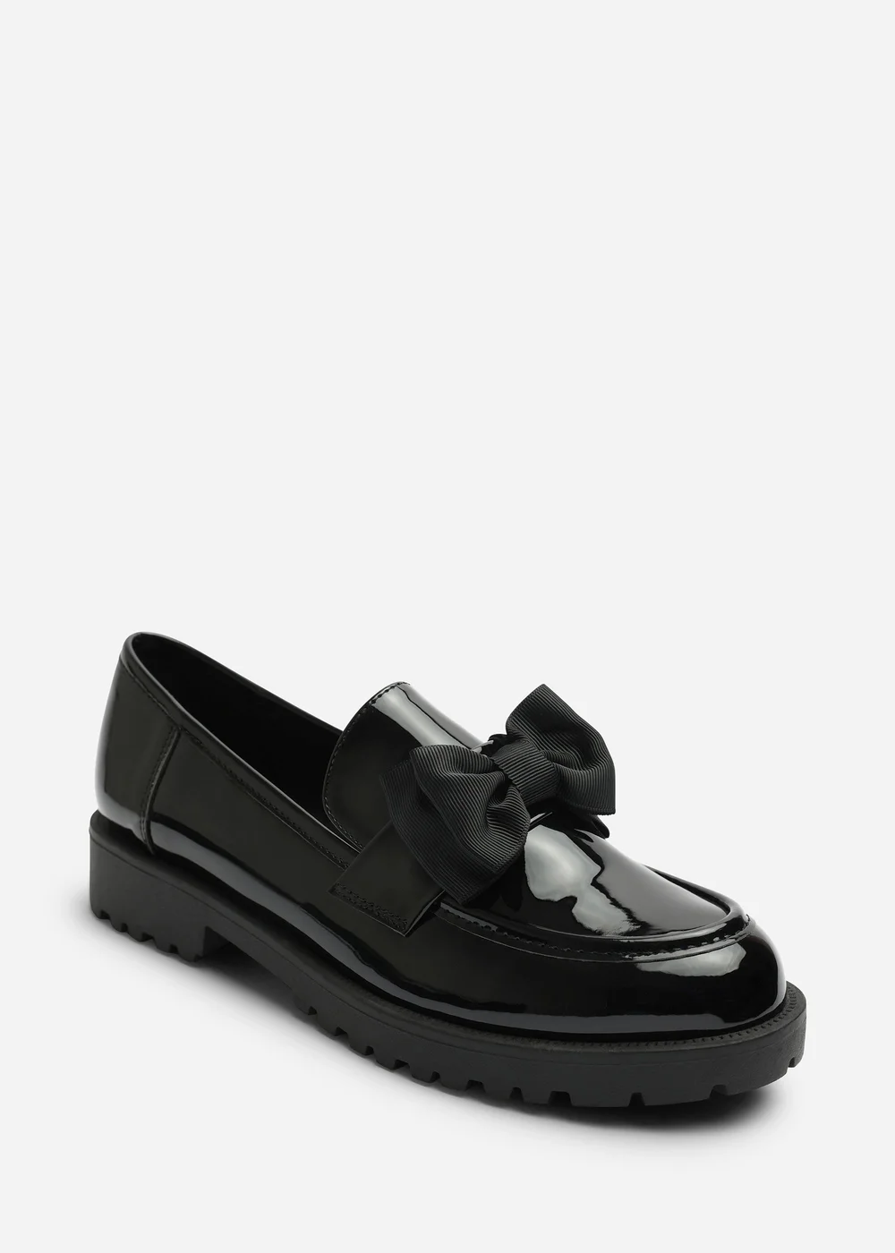 Where's That From Kinley Black Chunky Bow Detail Patent Loafers - 7 Image 3