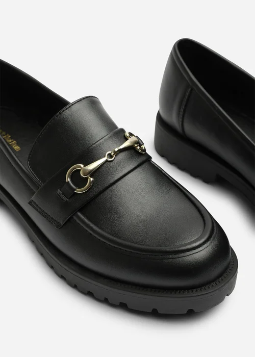 Where's That From Aadhya Black Chunky Snaffle Trim Detail Loafers - 7 Image 5