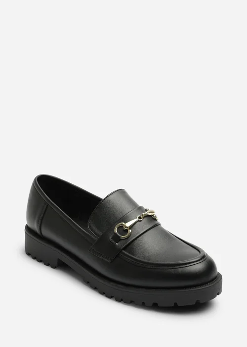 Where's That From Aadhya Black Chunky Snaffle Trim Detail Loafers - 7 Image 3