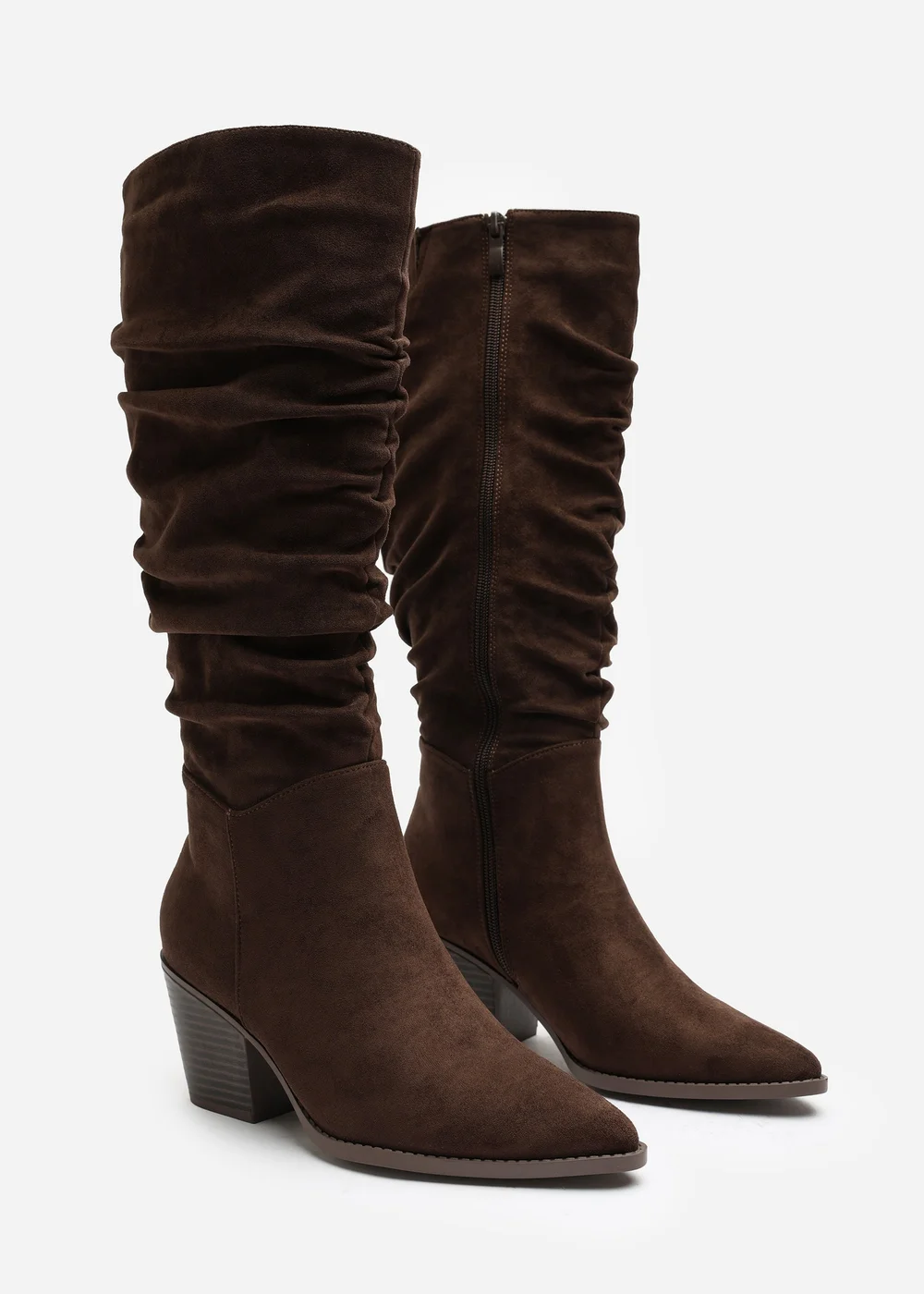 Where's That From Drelia Ruched Dark Brown Western Knee High Boot - Size 6 Image 3
