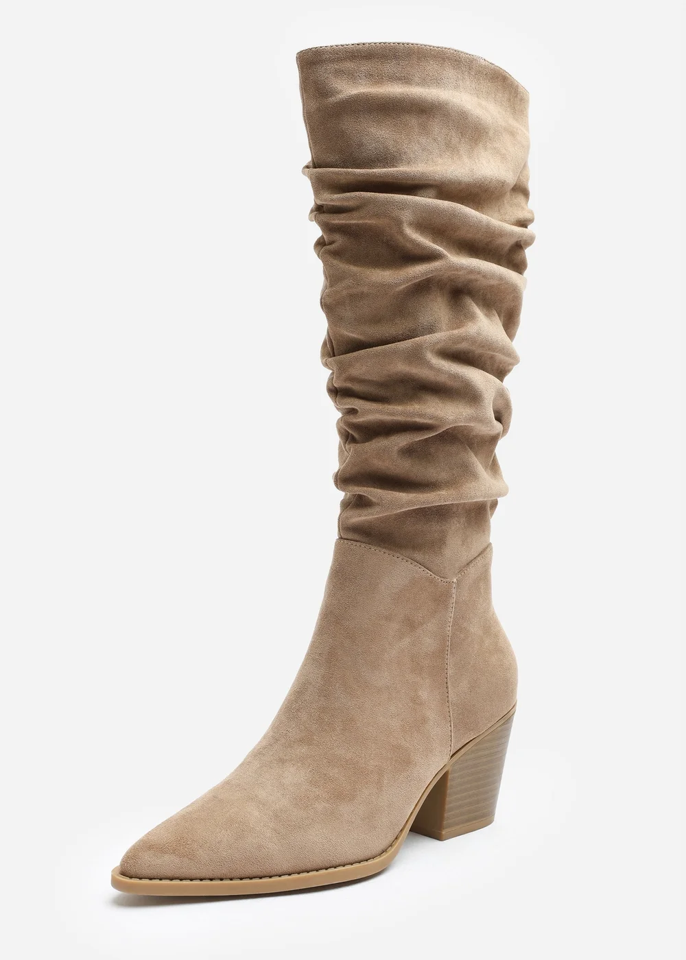 Where's That From Drelia Ruched Camel Western Knee High Boot - Size 6 Image 3