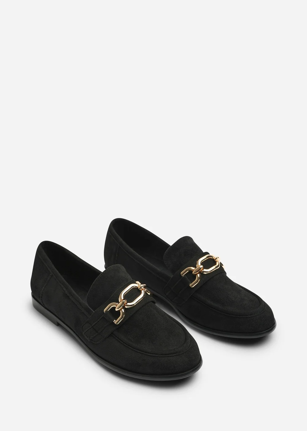 Where's That From Lettie Black Wide Fit Chain Trim Detail Flat Loafers - 5 Wide Image 4