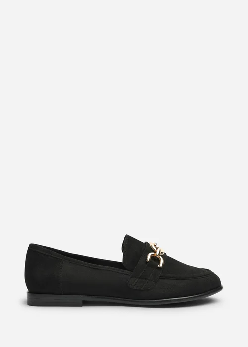 Where's That From Lettie Black Chain Trim Detail Flat Loafers - 4 Image 1