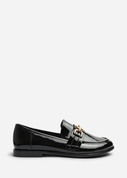Where's That From Lettie Black Chain Trim Detail Flat Loafers - 4 Image 1