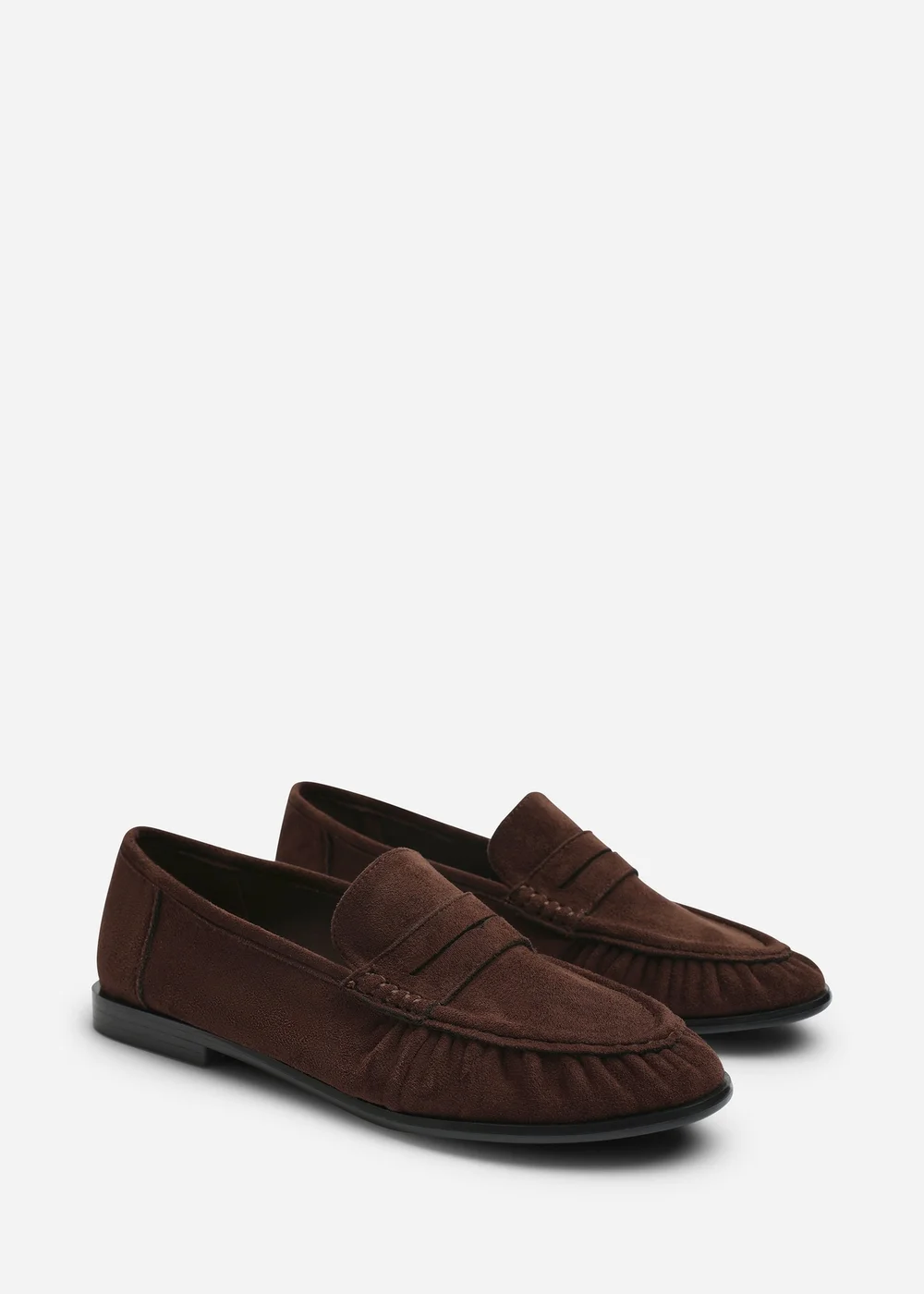 Where's That From Charleigh Dark Brown Wide Fit Ruched Detail Flat Penny Loafers - 7 Wide Image 4