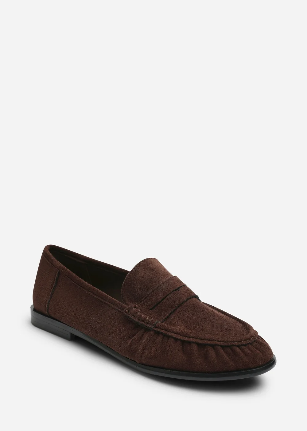 Where's That From Charleigh Dark Brown Wide Fit Ruched Detail Flat Penny Loafers - 7 Wide Image 3