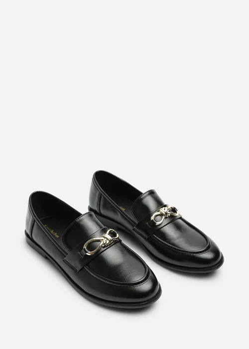 Where's That From Freyja Black Wide Fit Black Knot Trim Hardware Detail Flat Loafers - 7 Wide Image 4