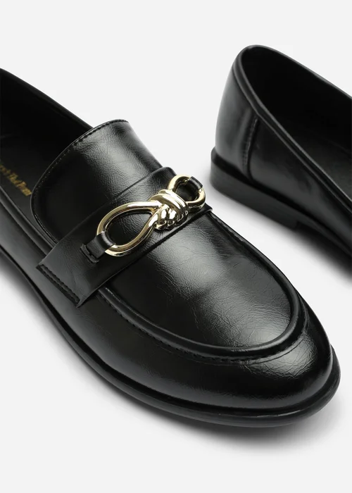 Where's That From Freyja Black Knot Trim Hardware Detail Flat Loafers - 7 Image 5