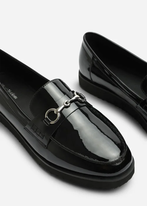 Where's That From Brittany Black Snaffle Detail Hardware Trim Loafers - 8 Image 5
