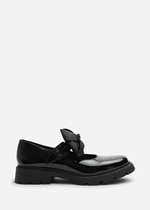 Where's That From Ainhoa Black Mary Jane Bow Detail Strap Shoes - Size 8 Image 2