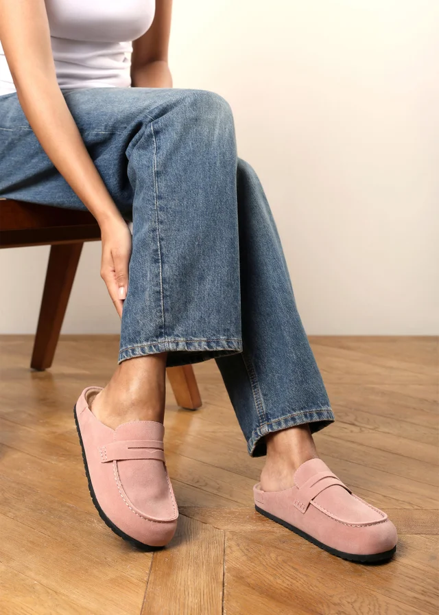 Where's That From Honeybee Pink Low Back Slip on Mule