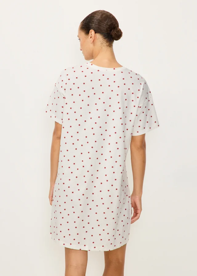 Cream Red Star Sleep Tee