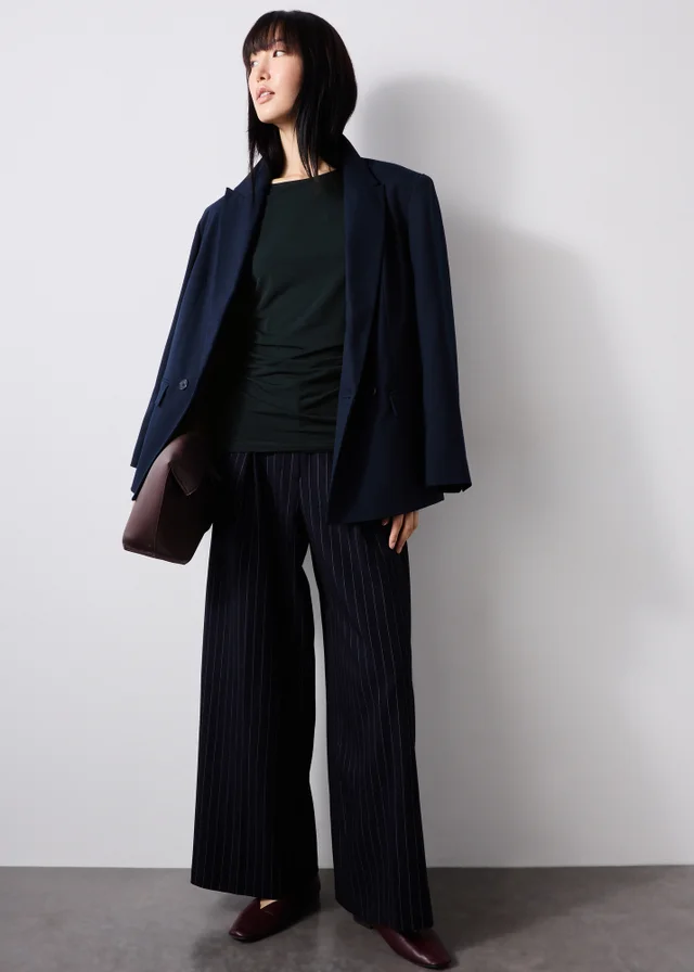 Navy Ruched Top