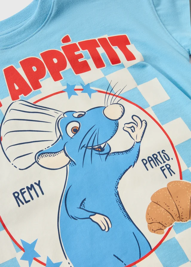 Disney Pixar Ratatouille Boys Blue Check Bon Appétit T-Shirt (1-7yrs)
