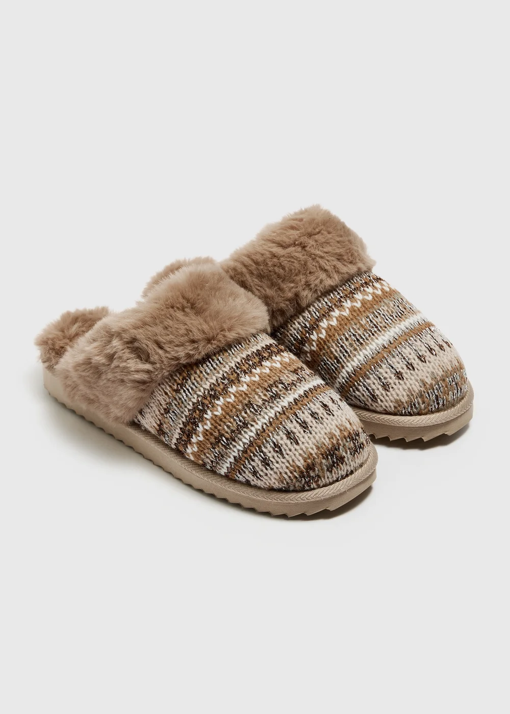 Brown Metallic Faux Fur Mule - Size 3 Image 1