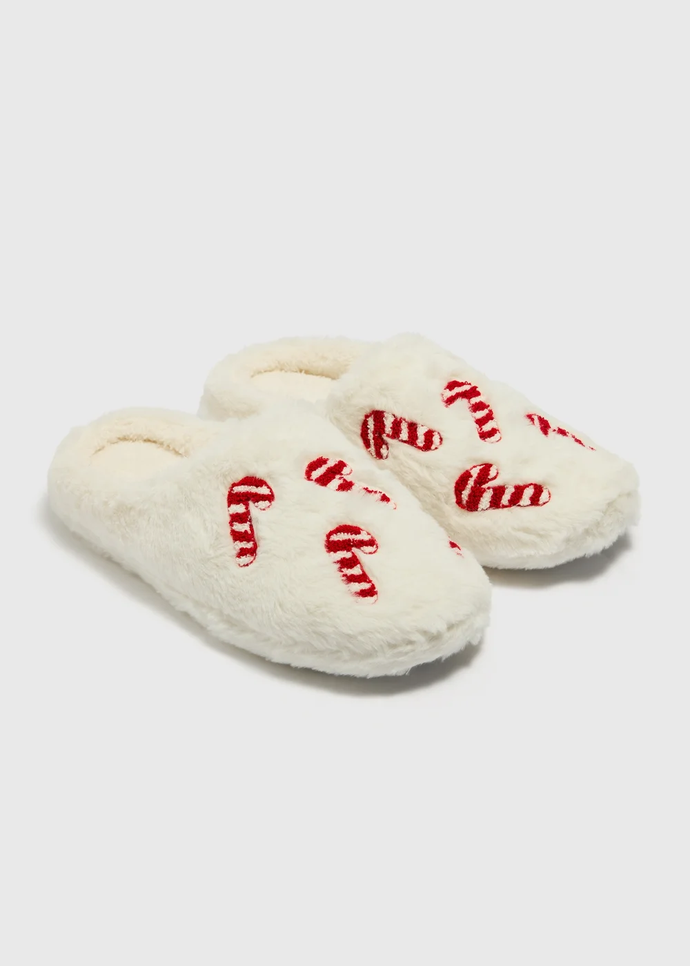 Cream Candy Cane Mule Slippers - Small Image 1