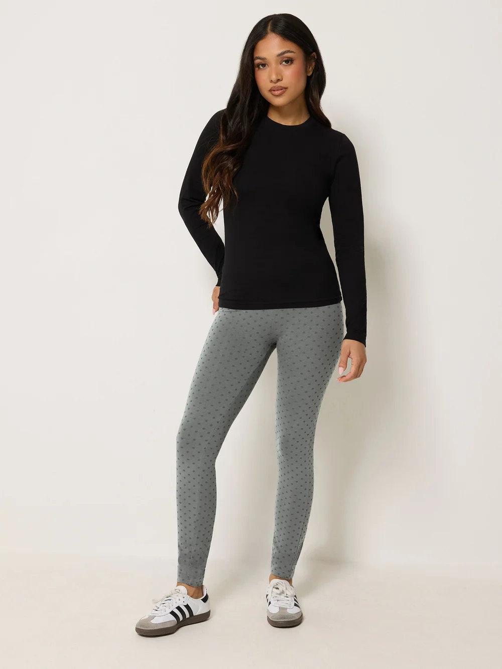 PixieGirl Petite 2 Pack Black & Grey Polka Dot Leggings - 8/L27 Image 5