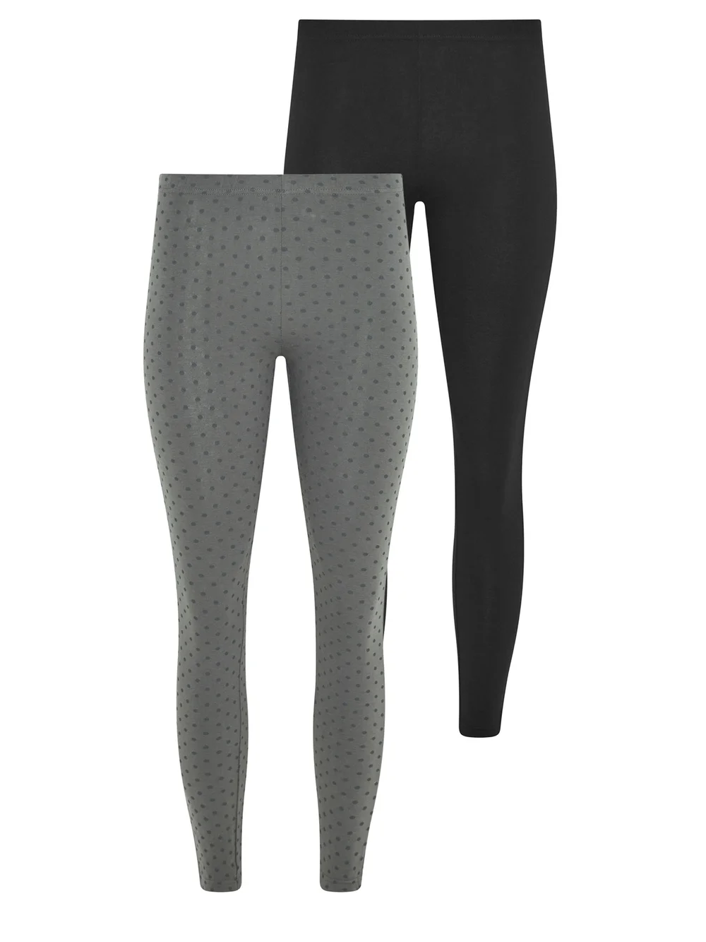 PixieGirl Petite 2 Pack Black & Grey Polka Dot Leggings - 8/L27 Image 1