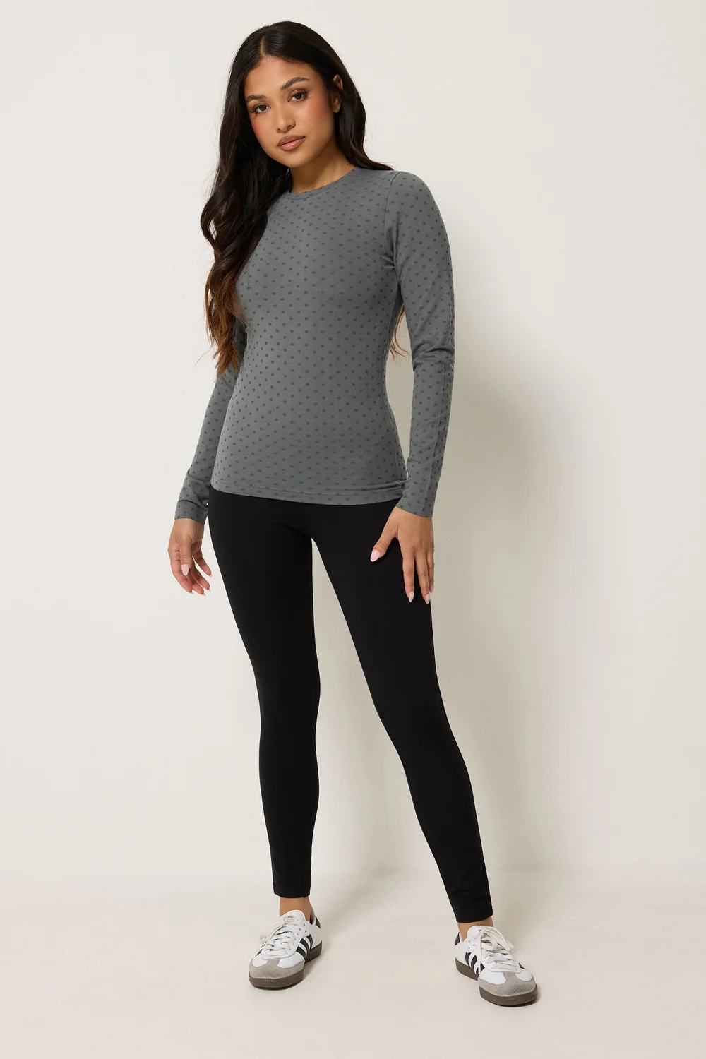 PixieGirl Petite 2 Pack Black & Grey Polka Dot Cotton Top - 6 Image 2