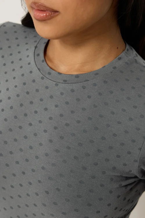 PixieGirl Petite 2 Pack Black & Grey Polka Dot Cotton Top - 6 Image 4