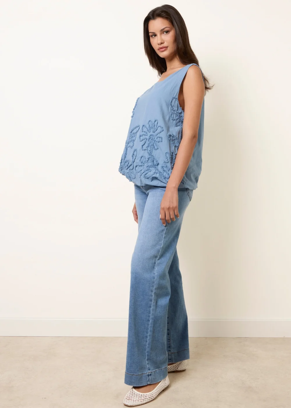 Blue Vanilla Blue Puffball Flower Top - One Size Image 2