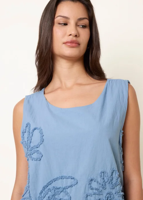 Blue Vanilla Blue Puffball Flower Top - One Size Image 3