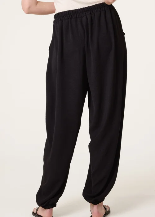 Blue Vanilla Black Harem Drawstring Waist Trousers - One Size Image 3