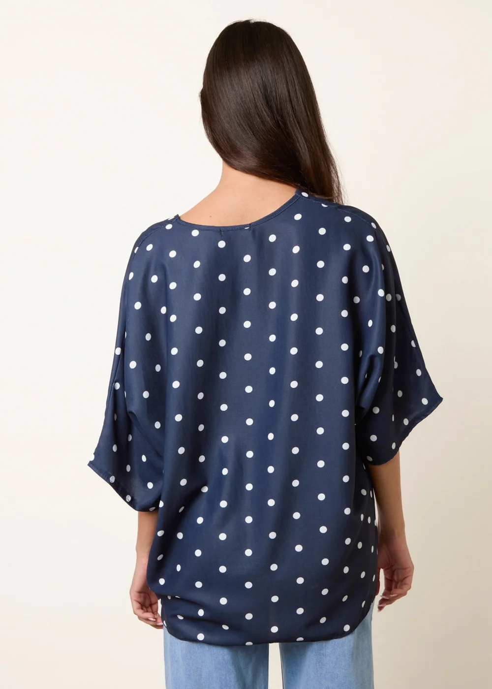 Blue Vanilla Navy Polka Dot Knot Front Top - S/M Image 4