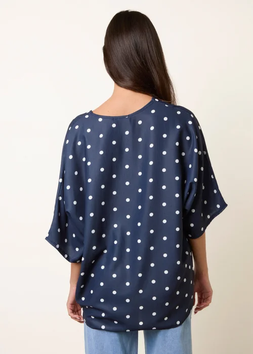 Blue Vanilla Navy Polka Dot Knot Front Top - S/M Image 4