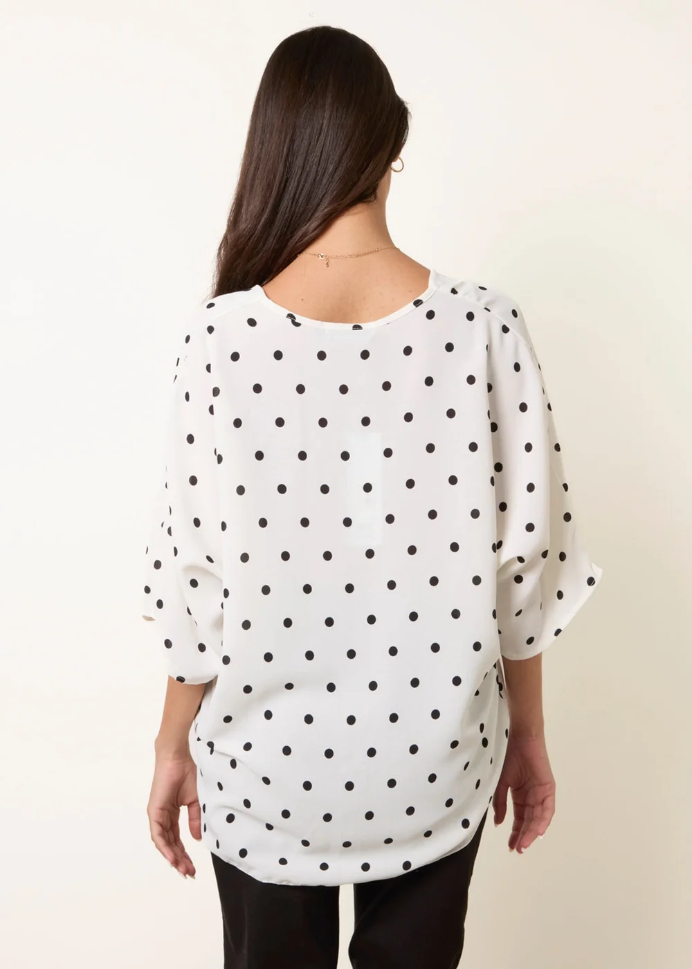 Blue Vanilla White Polka Dot Knot Front Top - M/L Image 4