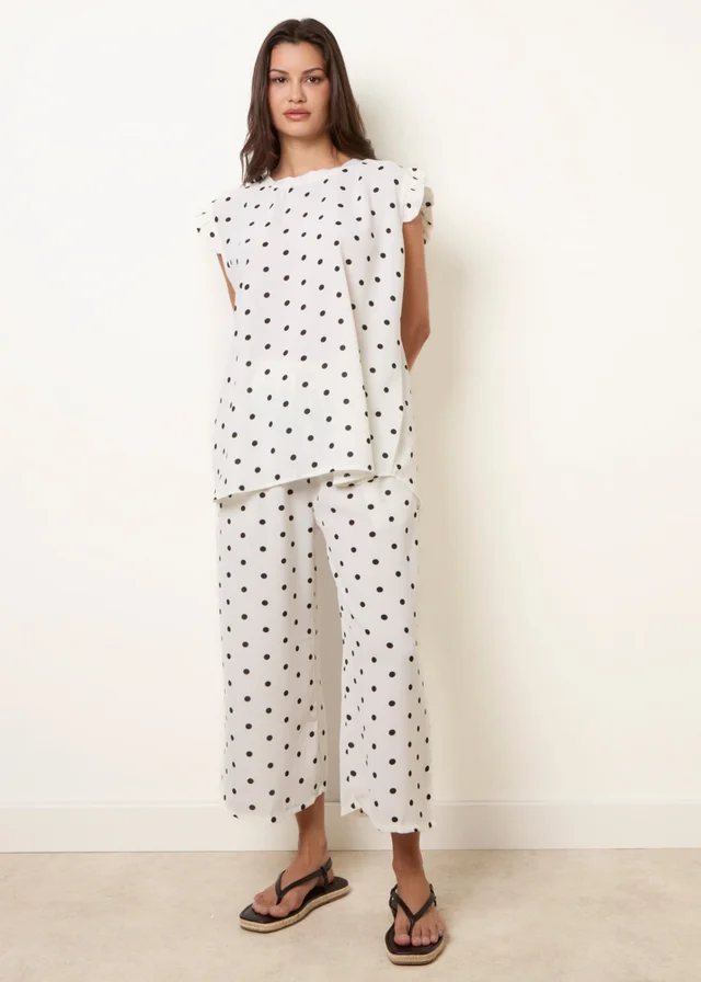 Blue Vanilla White Polka Dot Two Piece Set