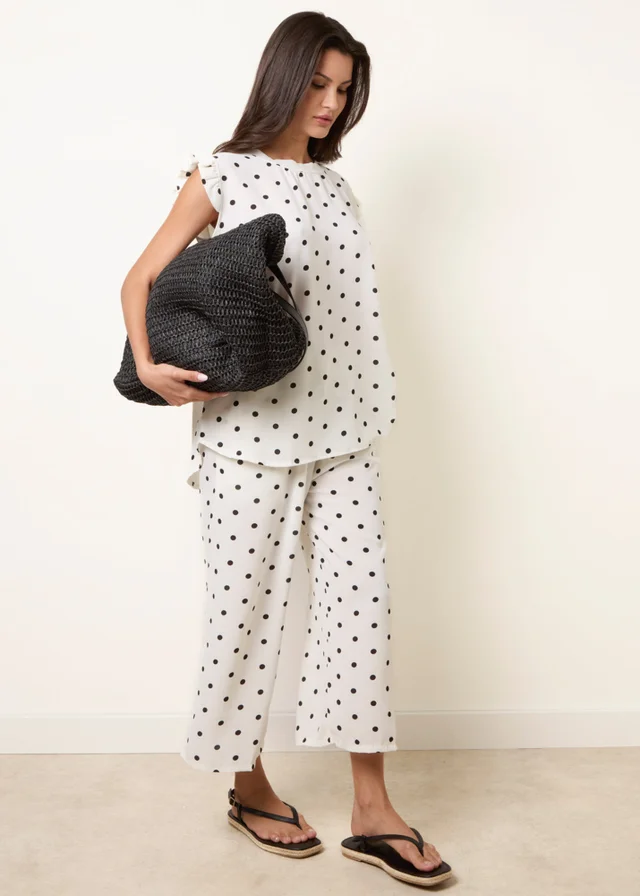 Blue Vanilla White Polka Dot Two Piece Set