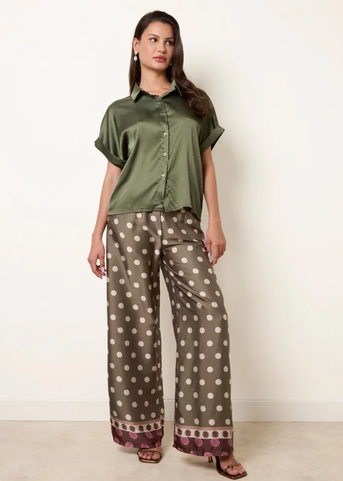 Blue Vanilla Khaki Tie Shirt Polka Dot Trouser Set - One Size Image 1
