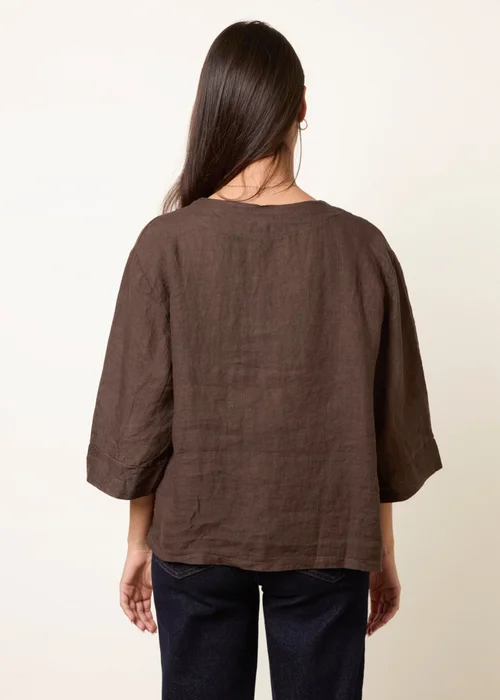 Blue Vanilla Brown One Button Linen Blazer - M/L Image 4