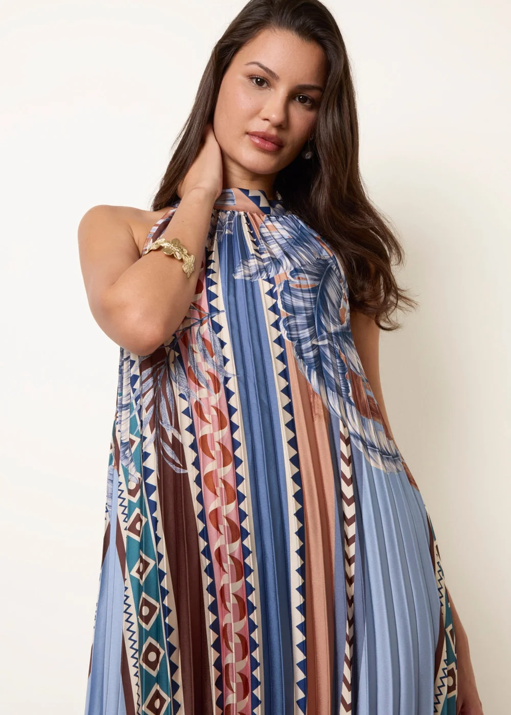 Blue Vanilla Blue Satin Pleated Dress - M/L Image 2
