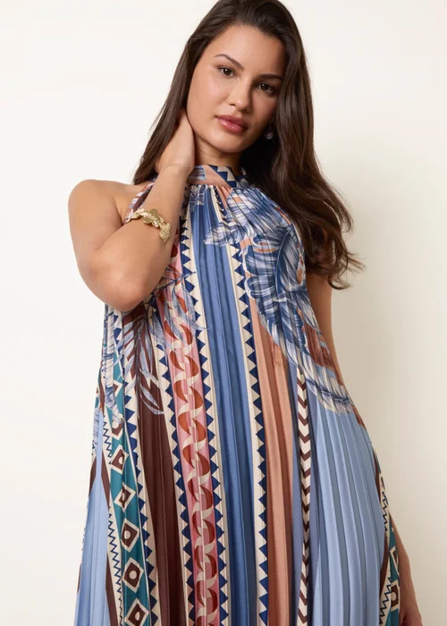 Blue Vanilla Blue Satin Pleated Dress - M/L Image 2