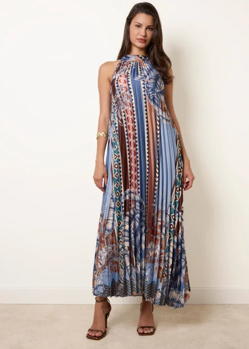 Blue Vanilla Blue Satin Pleated Dress - M/L Image 1
