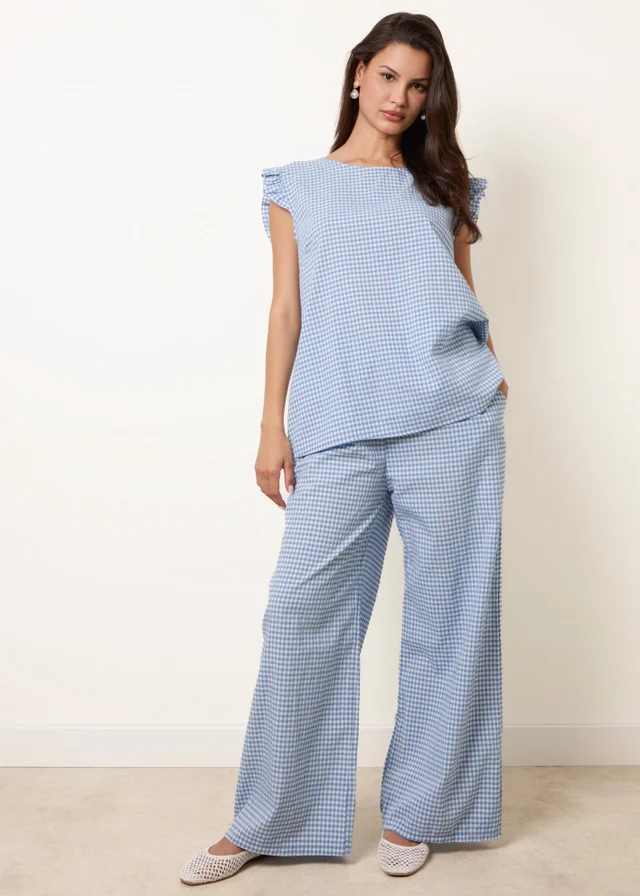 Blue Vanilla Blue Two Piece Gingham Set