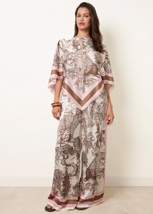 Blue Vanilla Brown Scarf Print Trouser Set - One Size Image 2